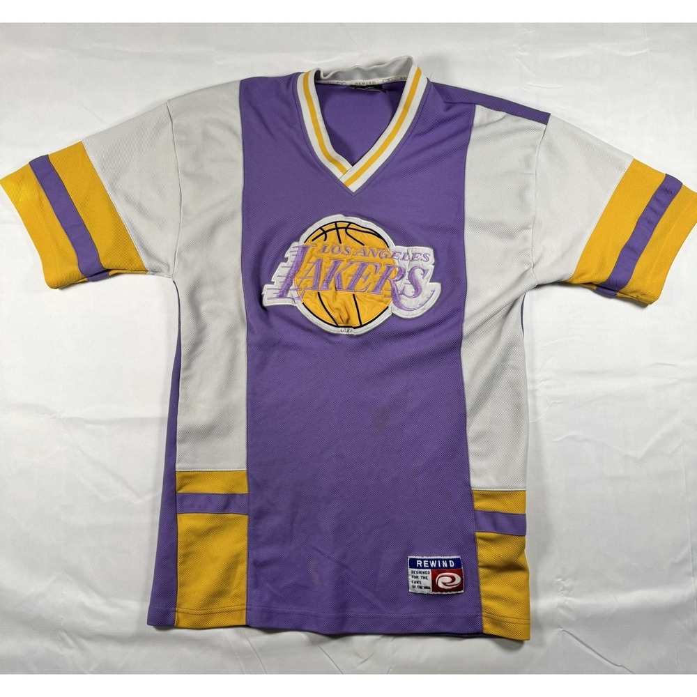 Vintage Rewind Los Angeles Lakers Jersey Shirt XL Purple Gold V-Neck NBA Fans